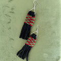 Good Spirits: Mini Moss & Garnet Woven Earrings