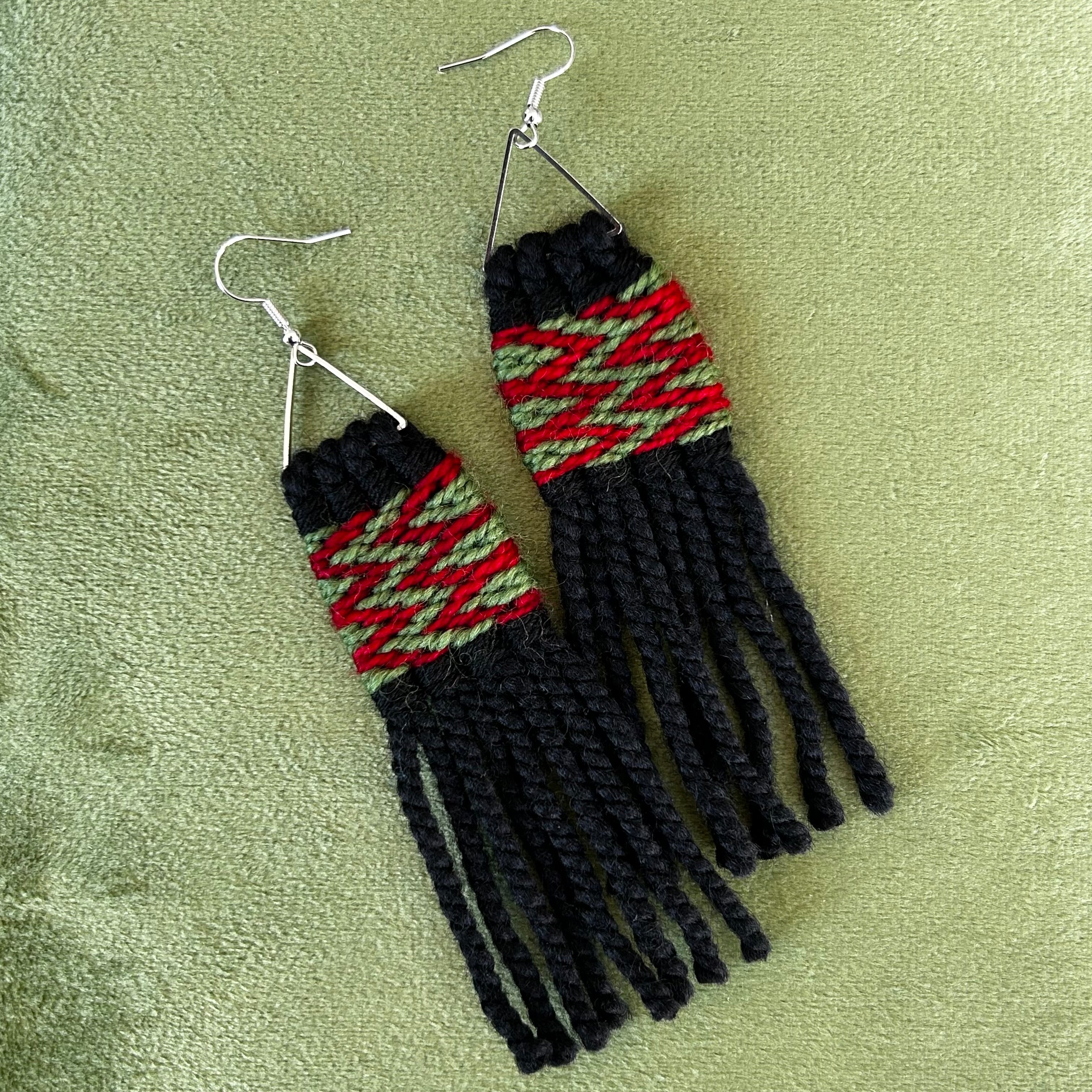Good Spirits: Moss & Garnet Woven Earrings